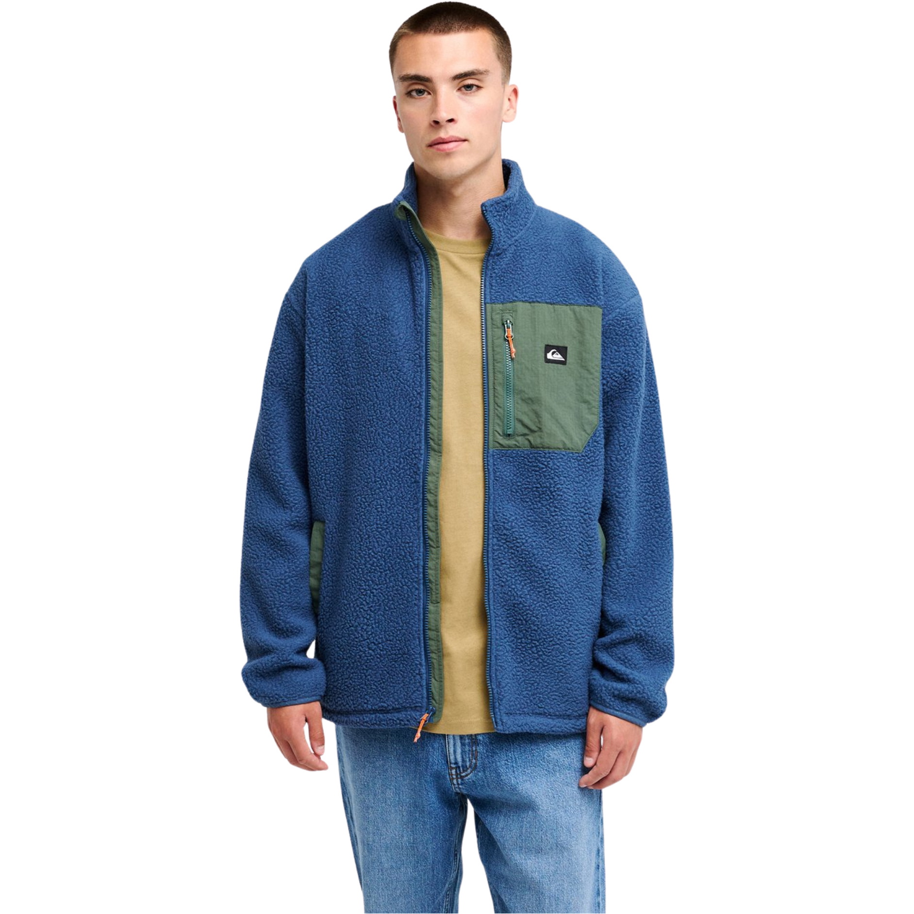 2026 Quiksilver Mens Clean Coast Full Zip Fleece EQYPF03066 - Dark Denim